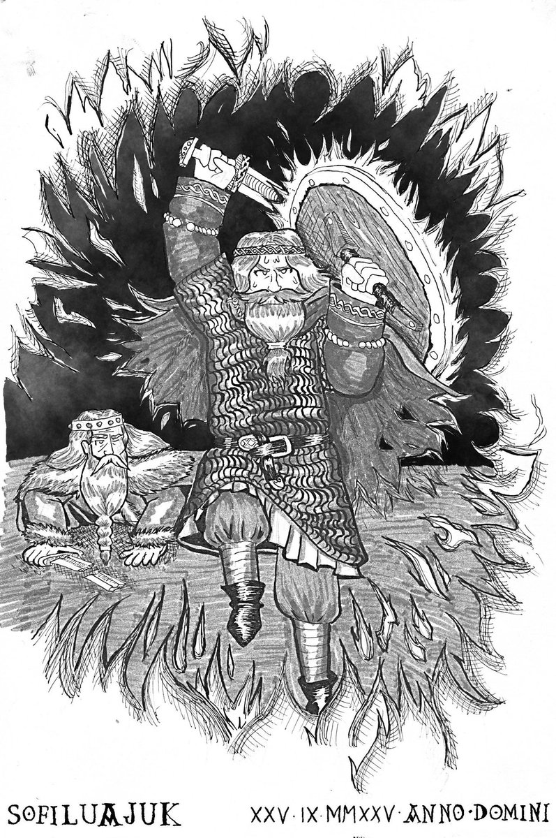 Wiglaf aids Beowulf king against the fire dragon.

Commission by <a href="/kevinstarwheel/">kevin</a>