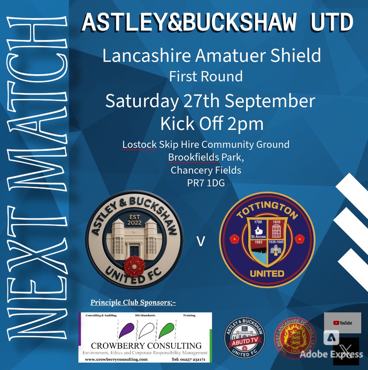 ABFC2022's tweet photo. RESULT @ABFC2022 3-0 @TottyUnited 

The lads progress to the next round of the @LancashireFA Amateur Shield, thanks to a brace from @CJwilliams95 (4', 41') and the third from Ewan Fanning (87')

All the best for the rest of the season to everyone from @TottyUnited https://t.co/h4wTlrINpG
