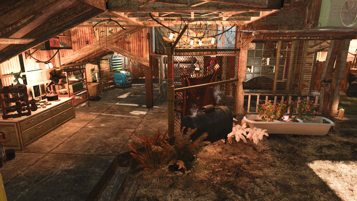 robitaan's tweet photo. @Bethesda_jpn 積灰の山を訪れる人がほっと一息できるワークショップ併設のバーです。
#fallout76 https://t.co/cYPMG6lAfP