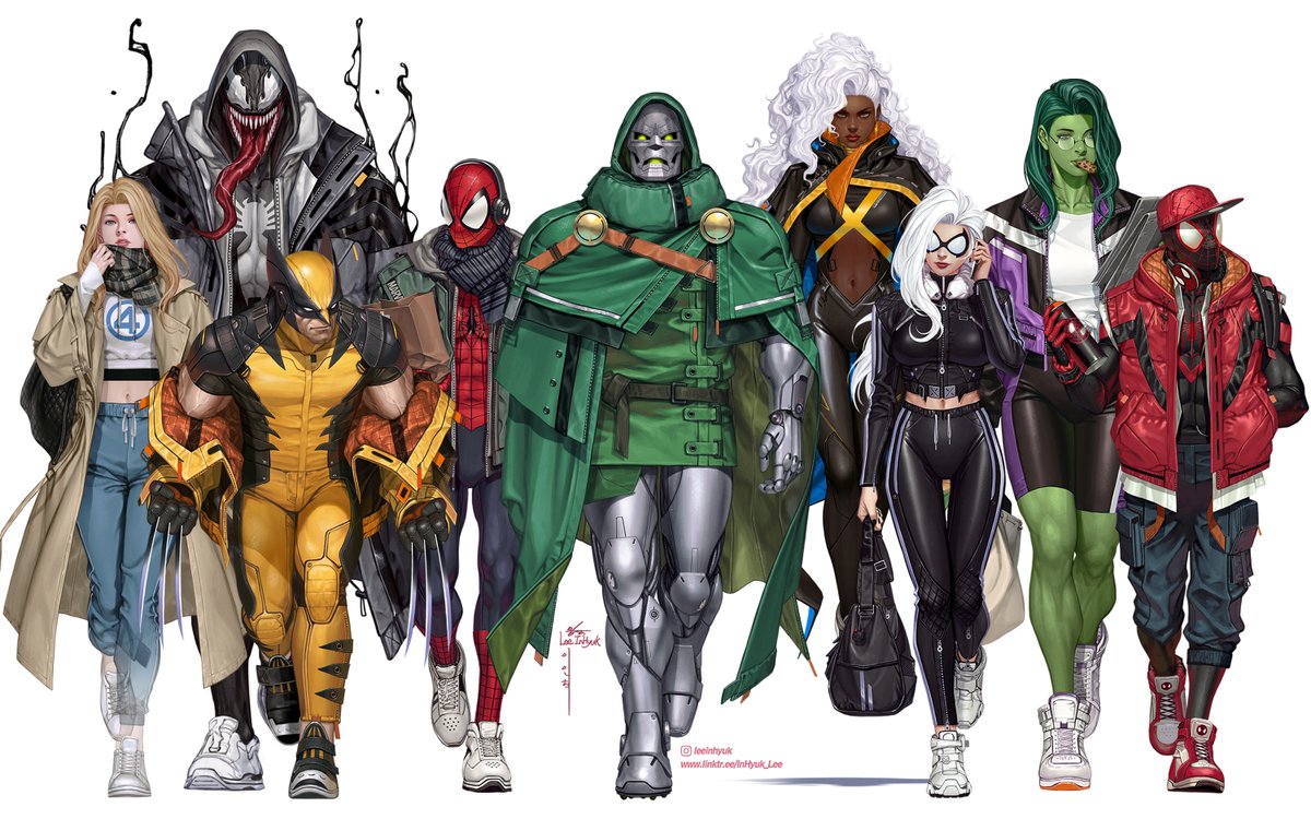 Marvel InHyuk Lee Street-Verse Variant
Spidey, Miles, Black Cat, She-Hulk, Venom, Wolvie, Storm, Invisible Woman, and Doctor Doom.
Who is next?