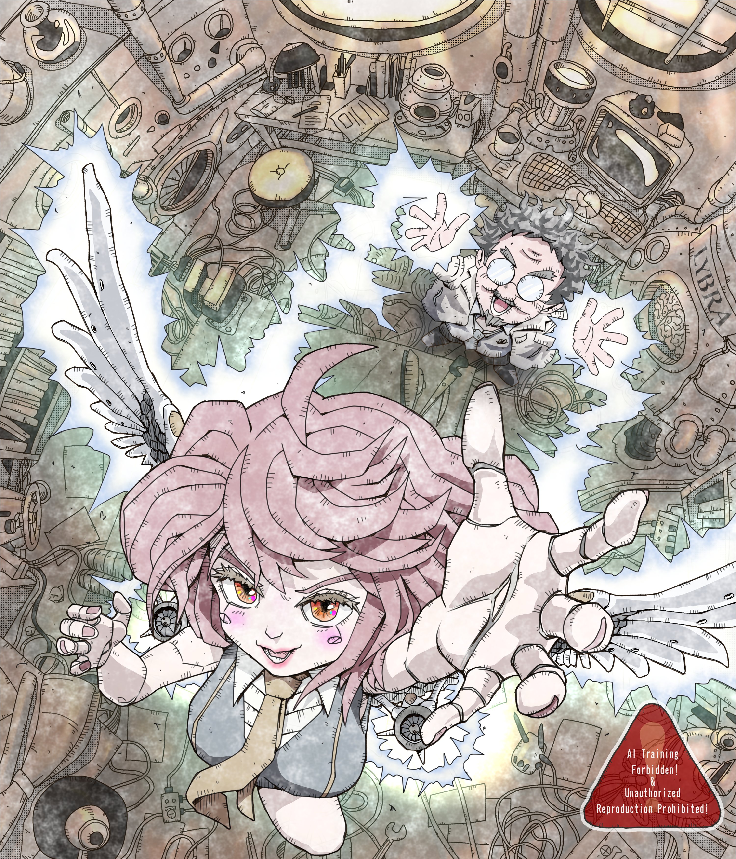 麦*）様 創作 手描きイラスト 運命の輪 クラフト紙/シグノ0.28/pure white/SARASA/milky brush 「風薫る
