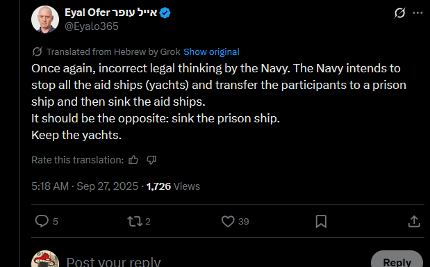 Israeli navy is planning on arresting all the flotilla, putting the members on a prison ship and then sink all the boats of the flotilla
