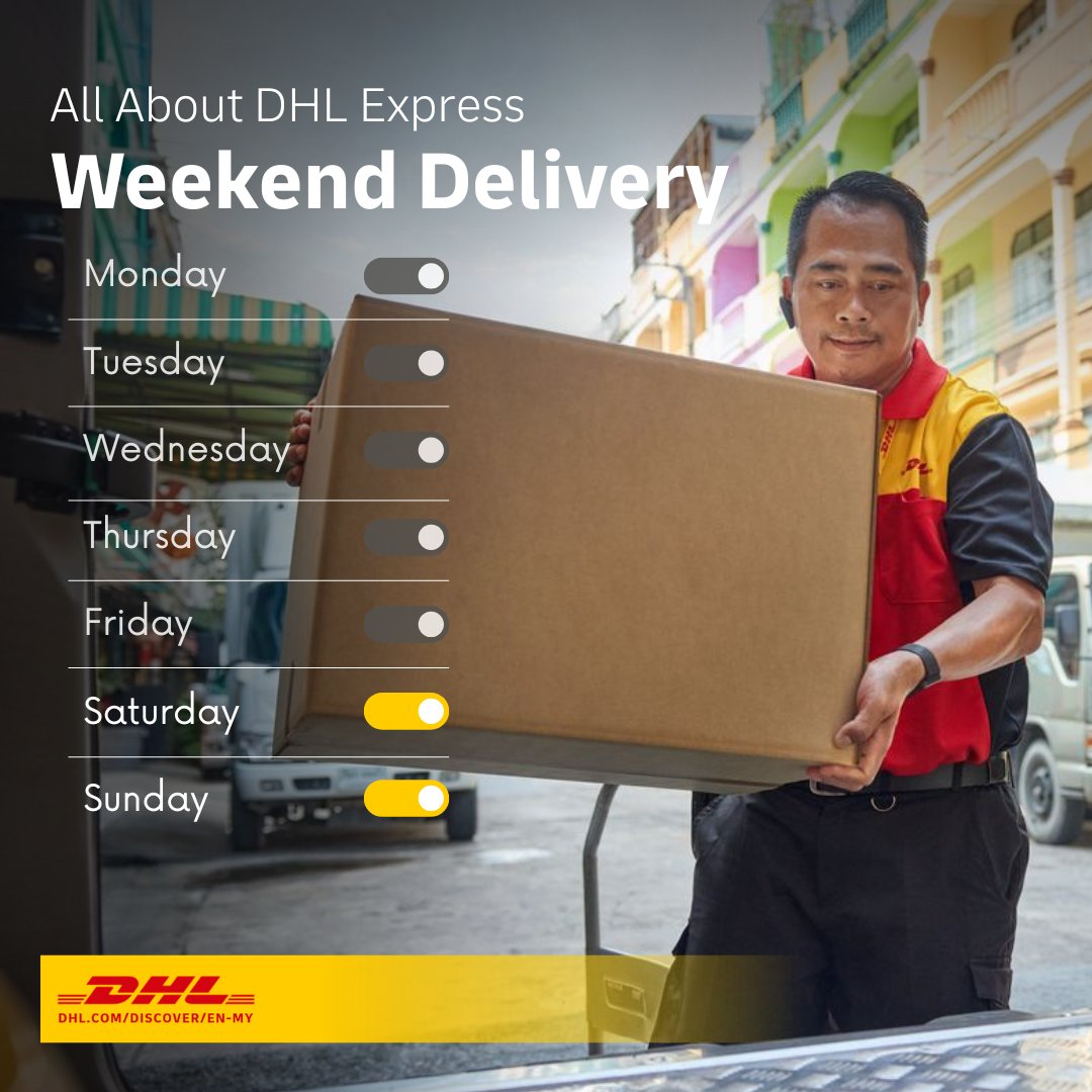 Got questions about weekend delivery?

We’ve got all the answers.

Saturday or Sunday delivery isn’t the same everywhere — it depends on your address and shipment type.

📦Here's everything you need to know: dhl.com/discover/en-my…