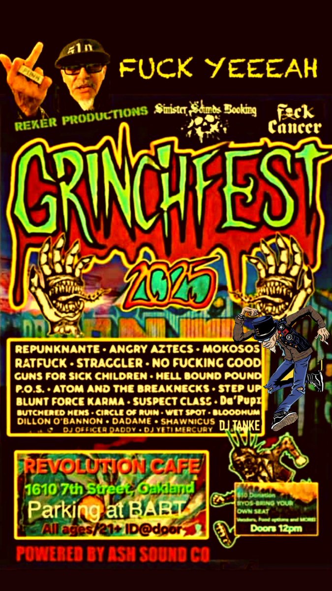 nick_tara_'s tweet image. GrinchFest 2025 (the punk rock music festival) is tonight in Oakland!
