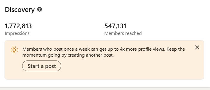 AlexGroberman_'s tweet image. I created my LinkedIn 42 weeks ago.
Since then I’ve added $75,000+ to my agency pipeline, generated consistent five-figure months for SEO Stuff, built 7,400+ connections, logged 1.8M impressions, and reached over 547,000 members.
One of the biggest reasons I’ve been able to…