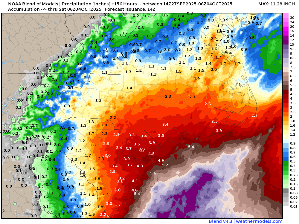 eastwx's tweet image. 11:50am Saturday Tropical Update:

In my discussion, as well as on-air yesterday morning, I outlined 3 possibilities with Imelda-to-be... 1) the system plows inland into the SC and the interior Carolinas, 2) the system stalls just offshore for several days, or 3) the system turns…