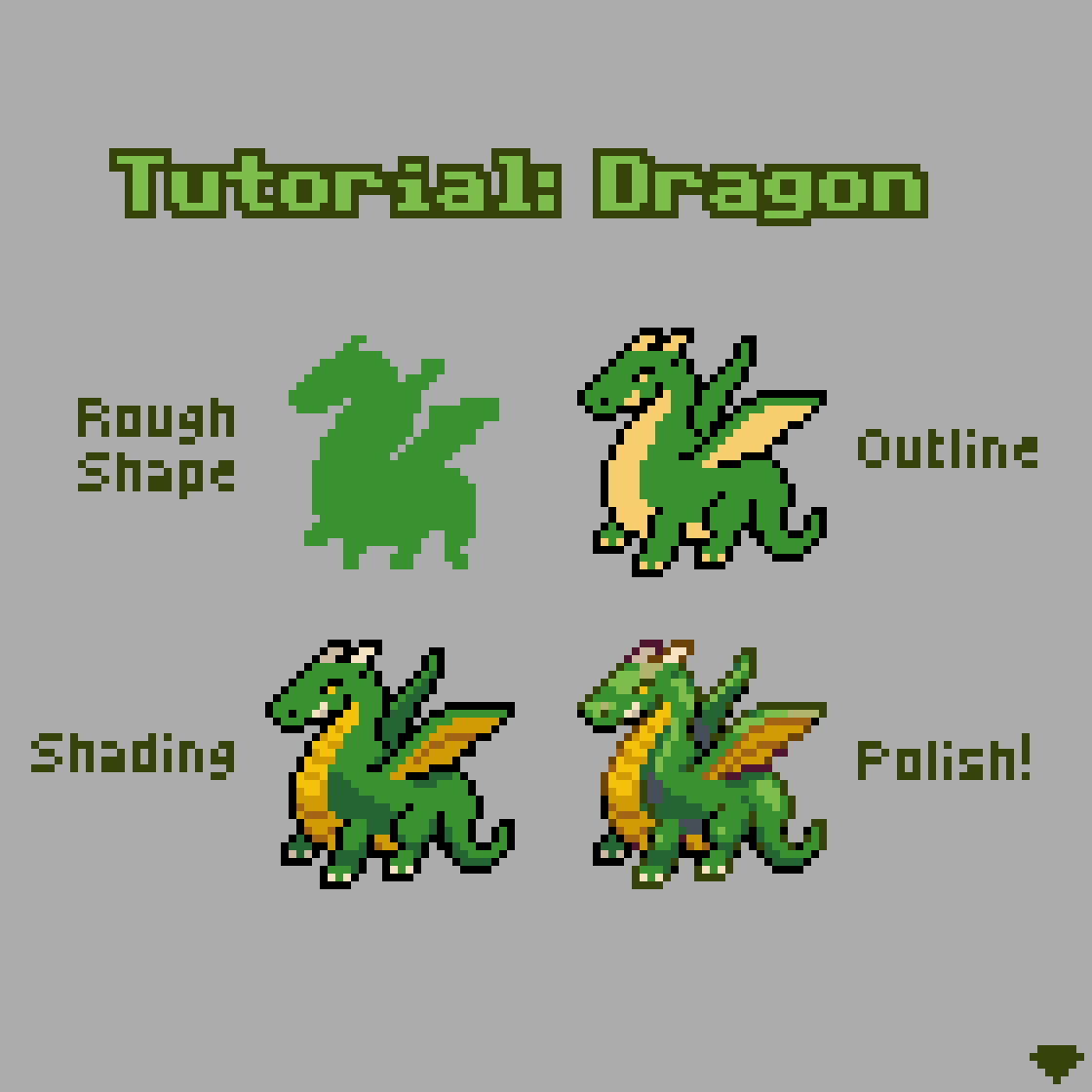 mirrutatep's tweet image. Quick mini-tutorial on how I drew a dragon

#pixelart