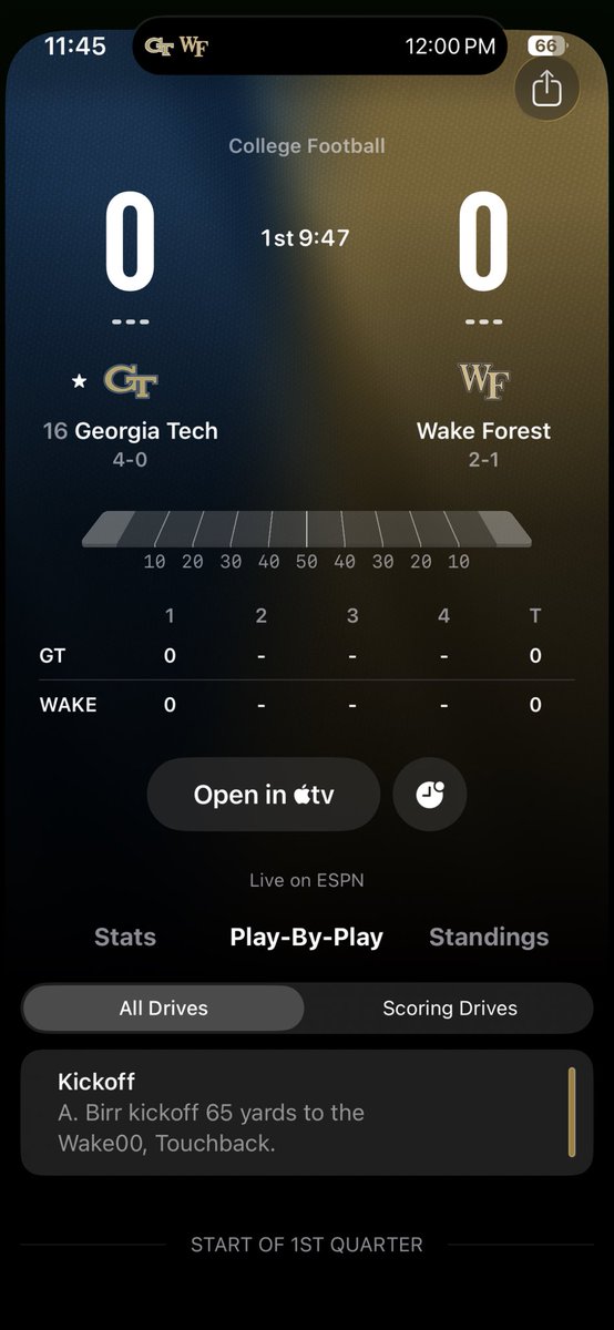 stephenparris's tweet photo. What’s going on with @apple sports and the @GeorgiaTechFB @wakeforest football game tracker? 🙊 https://t.co/8JxH8xAZ8E