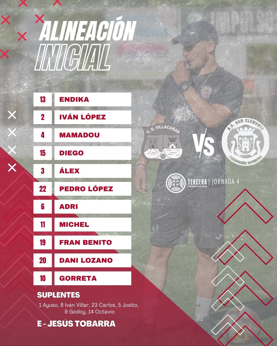 ➡️ Once inicial
⚽️ <a href="/cd_villacanas/">CD FIBRITEL VILLACAÑAS</a> - <a href="/AD_SanClemente/">A.D. San Clemente Oficial</a> 

⏱ 18:30 
📍 Las Pirámides

¡Vamos Agrupa!
