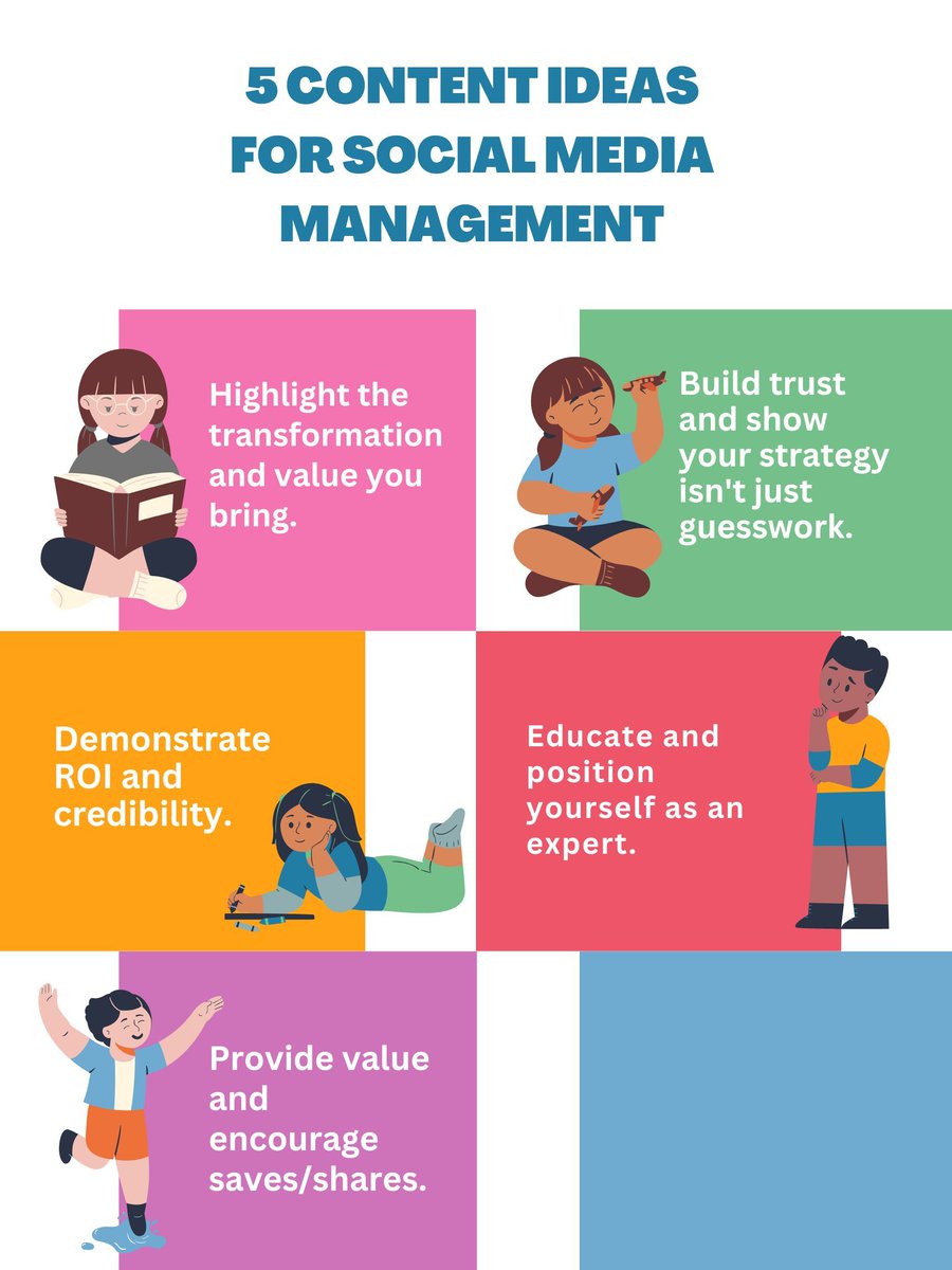Rosseeyy9's tweet image. 🧠 Here are 5 content ideas specifically for showcasing your Social Media Management services. 
#ContentIdeas #SMMtips #EngagementBoost