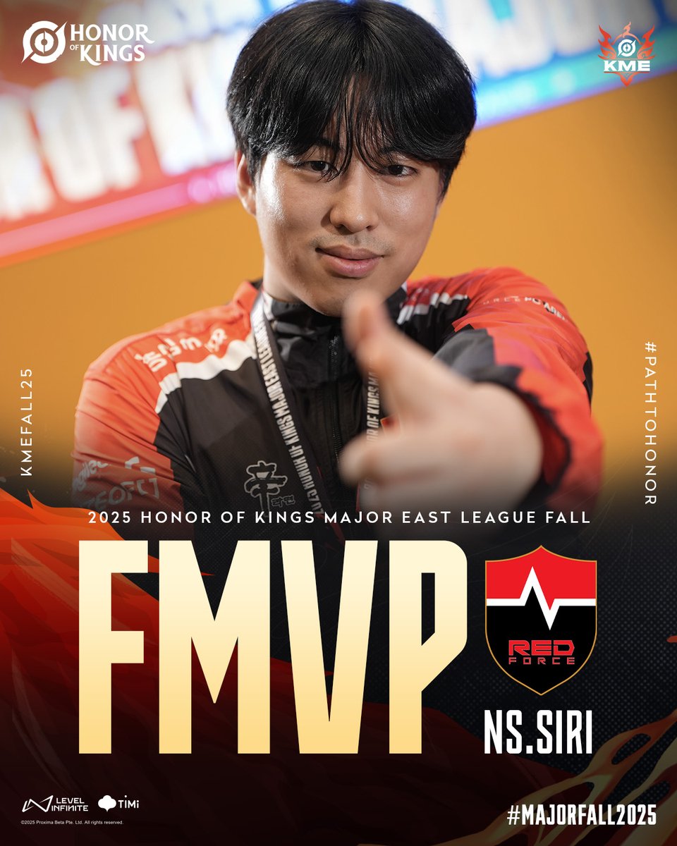 HoKEsports's tweet photo. 👑 Final MVP: The true Aimbot, NS.Siri, rose above all and sealed a legacy in the #KMEFall25 Final 🔥✨
👉 Play Honor of Kings now!
🔗 https://t.co/VbmMam2Ggj
#25HOKMajor #KMEFall25 #PathToHonor #2025HOK #HonorOfKings #HOKEsports https://t.co/DdibvnwTZ4