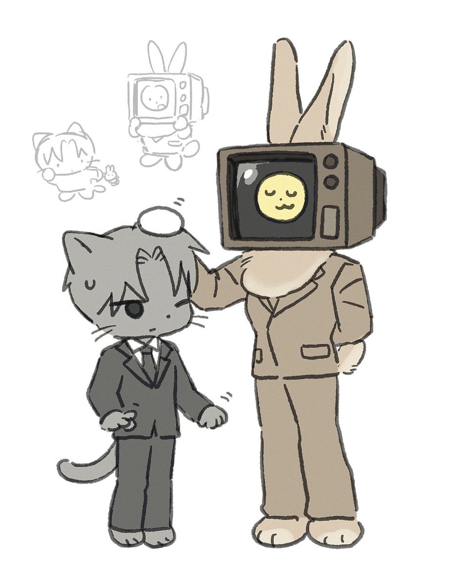 Quick sketch about if they are furry.. and brown has dewlap out of his suit 🐇