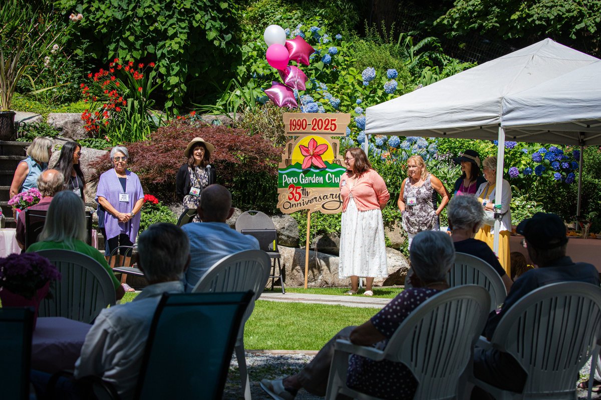 Cheers to 35 years! The Poco Garden Club celebrated July 20 with nearly 100 members &amp; guests in two beautiful home gardens. The Club is grateful to the ThrivePoco Microgrant and the Greg Moore Family Fund for supporting this special celebration!