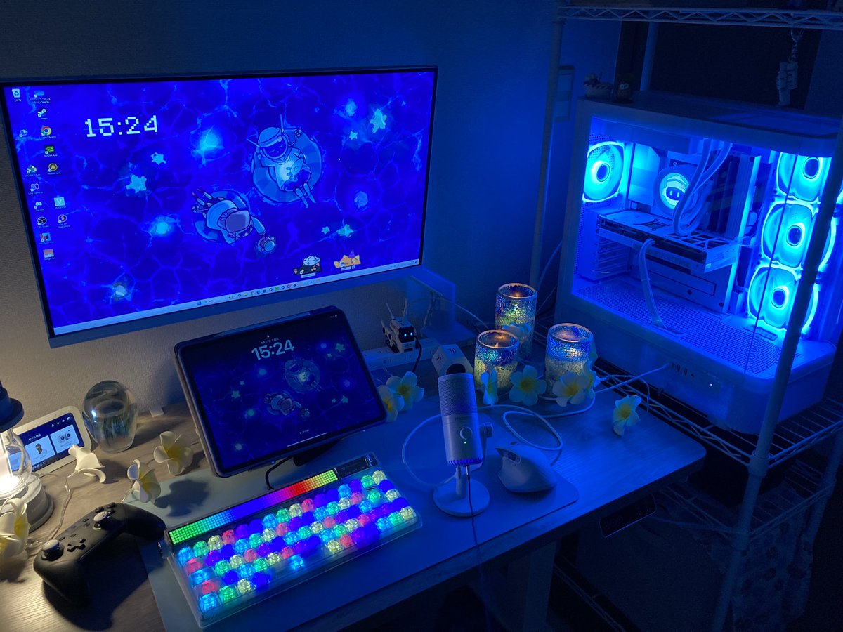 海のカフェをコンセプトに少しずつ構築中…🪼🫧⭐️

#desksetup #pixio #STORMPC
