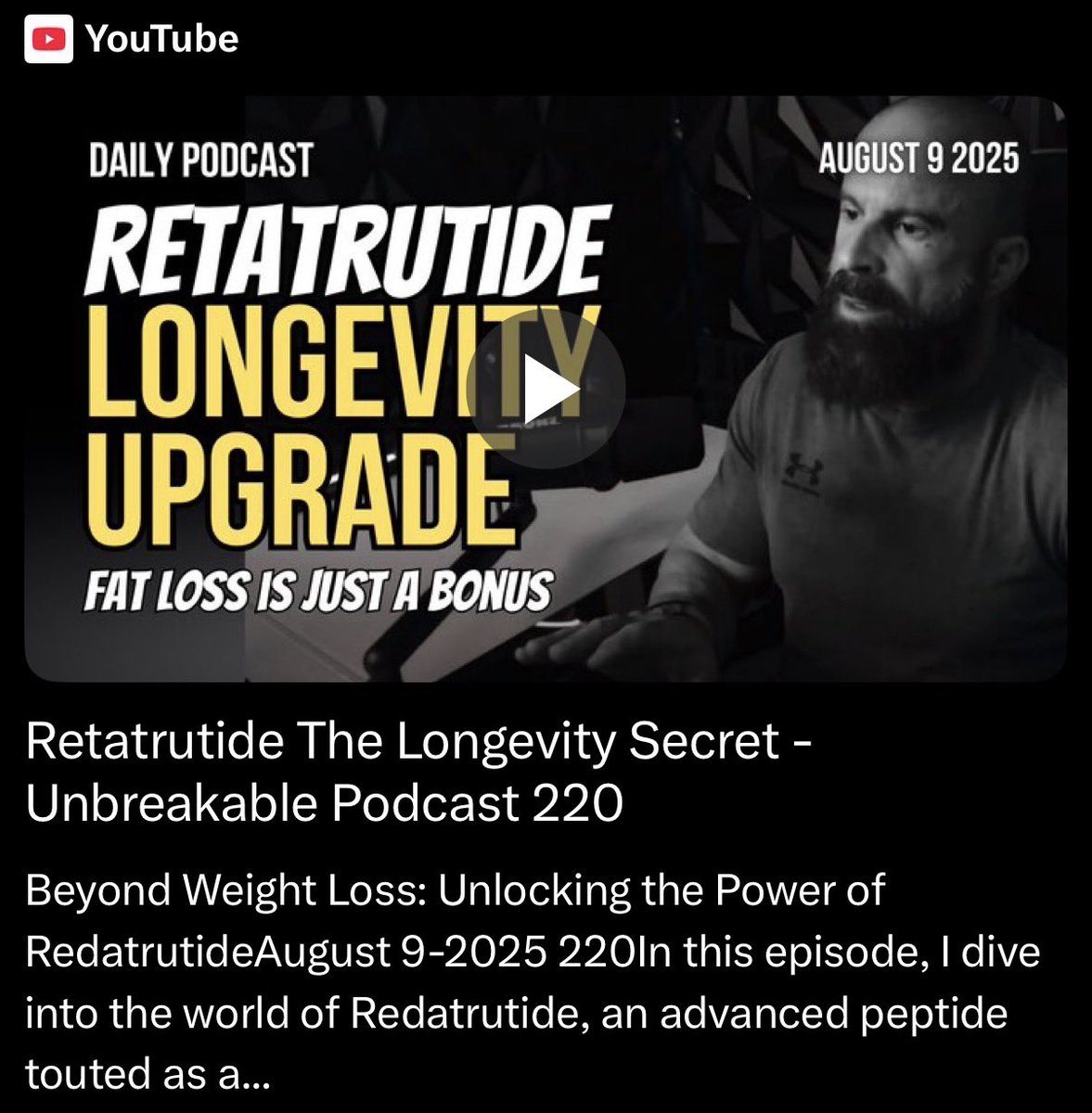 BowTiedYukon's tweet image. Fantastic video on Retatrutide

Reta is a miracle compound 

This is definitely worth watching 

youtu.be/3Xjn3aIHi3Y?si…