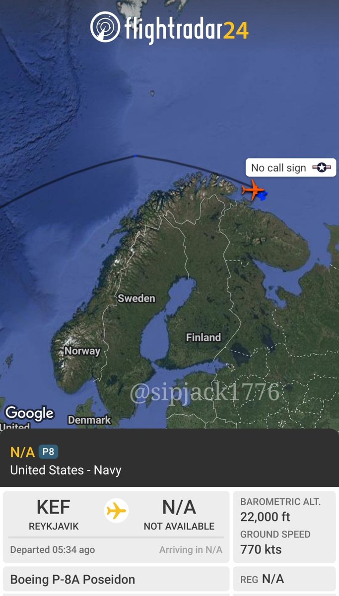 sipjack1776's tweet photo. P-8A 🇺🇲
USN
#AE67EB
On a Barents Sea mission out of Keflavik 
@Borrowed7Time @N214WN https://t.co/BGHIHNeoA3