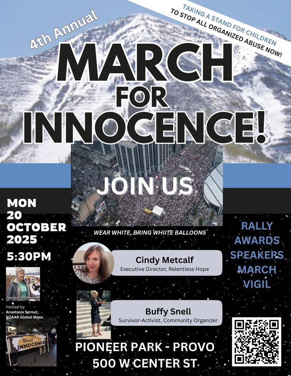 SAVE THE DATE! 
October 20th in Provo, Utah.

Courageous <a href="/SOAARGLOBAL/">SOAAR Global</a> is putting on the 4th annual March For Innocence.*

*Our version of the White March that took place in Belgium.