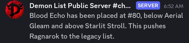 This level has been on the list since 2018, it was either the oldest or 2nd oldest on the list after crimson planet... This is crazy, bye Ragnarok🥀🙏