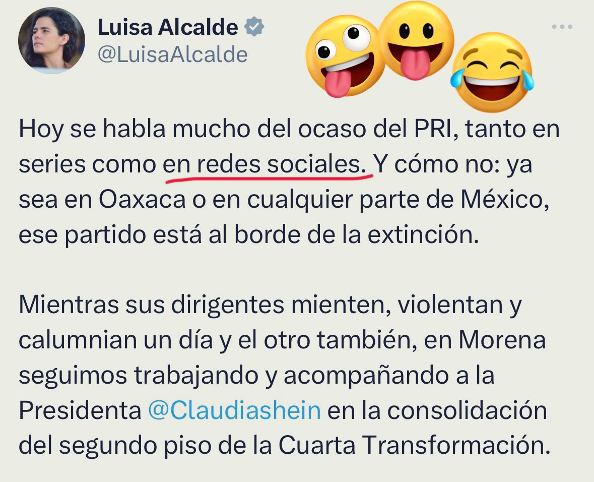Pese a toda la propaganda oficialista, ni sus paleros y bufones del bienestar, ni sus producciones mediáticas han logrado distraer la conversación en redes sociales.🤭

Lo que prevalece en redes es el huachicol fiscal, corrupción del bienestar y NarcoGobierno. 😌