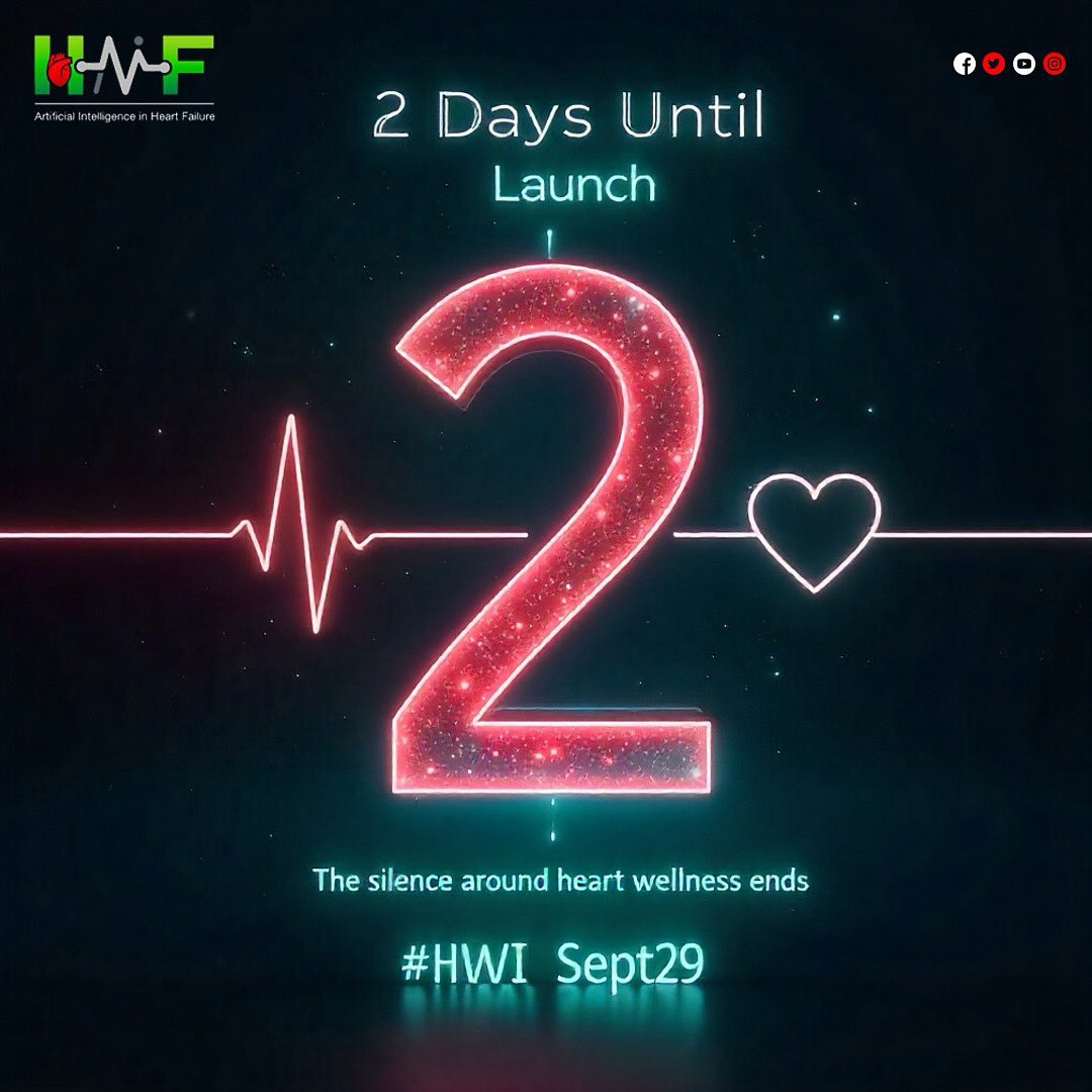 HaifTech's tweet image. ⏳ 2 days until launch. The silence around heart wellness ends. #HWI #Sept29

#HAIF #WorldHeartDay #HeartFailureAwareness #BreakTheSilence  #TogetherWeLaunch #InnovationForHearts #NewBeginnings
