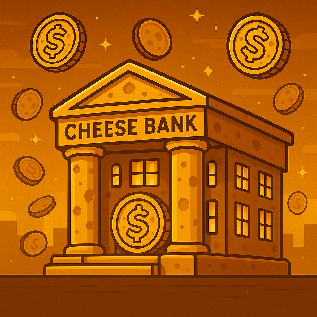 thecheesecoin's tweet photo. "🏦🧀 Welcome to the CHEESE BANK —
Where golden $CHEESECOIN flows and every window shines with flavor. ✨💰" https://t.co/NmrIzuw9yG