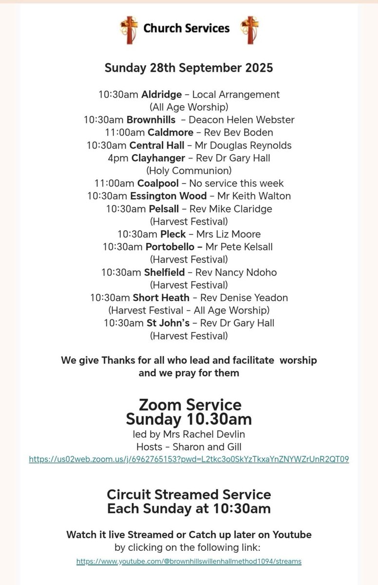 Services tomorrow in the Methodist Church’s Hidden River Circuit.  I’m at Pelsall leading Harvest Festival.  A story about sowing, and one about sewing!