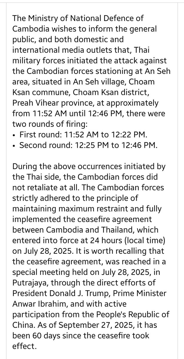 manmath4's tweet image. Thailand is breaking the ceasefire agreement. They starts to open fire again and again. We are a small country, WE NEED ONLY PEACE.
#ThailandViolatestheceasefire #CambodiaNeedPeace