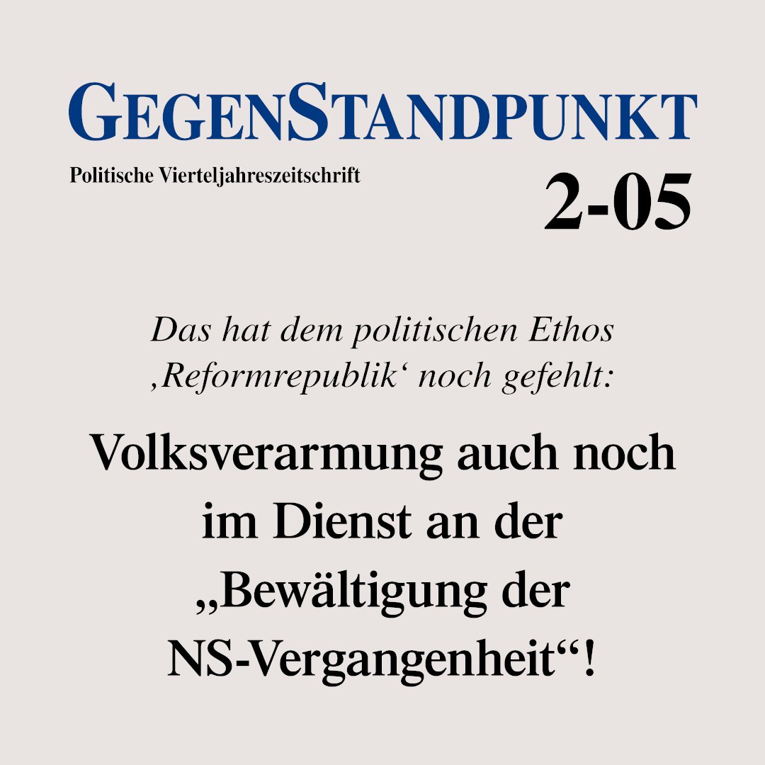 Anlässlich des Auftritts von Götz Aly bei Tilo Jung (<a href="/JungNaiv/">Jung & Naiv</a>) ein 20 Jahre alter und erneut aktueller #GegenStandpunkt-Artikel zu Götz Alys #Hitler-Interpretation ("Hitlers Volksstaat – Raub, Rassenkrieg und nationaler Sozialismus", Frankfurt/Main 2005):
de.gegenstandpunkt.com/artikel/ns-sta…