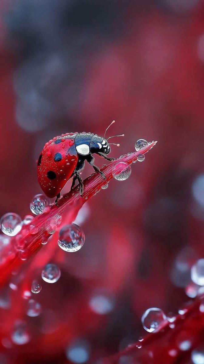 mshafqat72's tweet image. A little ladybug, resting after the rain, glistens with dewdrops like tiny jewels — so fragile, so alive. 🌿🐞💧

#nature #dewdrops #ladybug #beauty