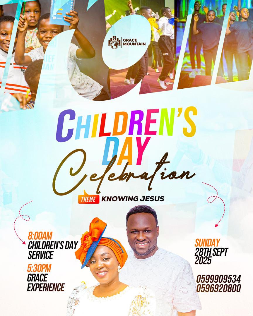 Direct your children onto the right path, and when they are older, they will not leave it.  Proverbs 22:6

Our children will know Jesus for themselves and make Him known to others.

Your are graciously welcome to join Our Children’s Day Celebration Service tomorrow at 8am!

Grace
