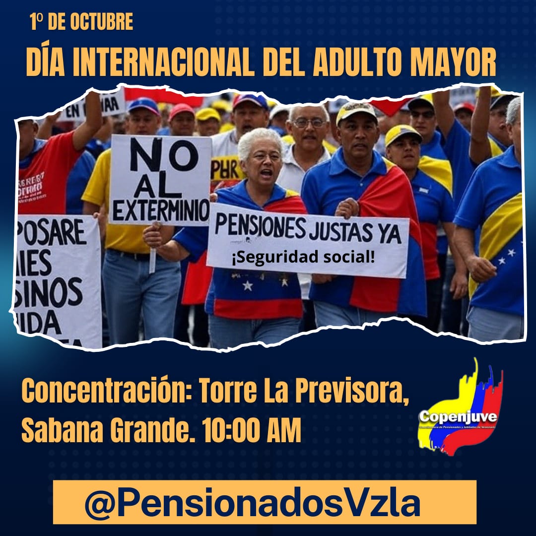 La tercera edad sigue en la calle por sus derechos sociales. 
#1DeOctubre 
¡Día Internacional del Adulto Mayor!