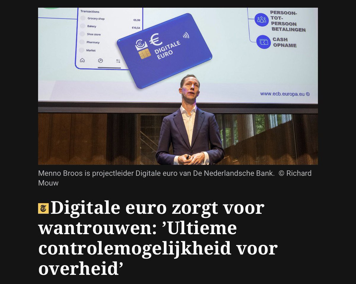 BoerBurgerB's tweet image. Wij willen echt geld, geen digitaal geld. 💶
BBB wil geen programmeerbare digitale valuta die de financiële privacy en bewegingsvrijheid beperken.

Samen leven betekent ook kunnen betalen met geld dat uit een echte portemonnee komt in plaats van een digitale transactie. BBB maakt…