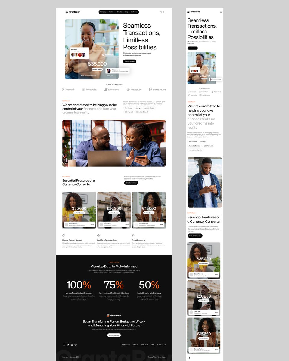 seyifunmigiddy's tweet image. Just wrapped up a website design for a cross-border payment platform 

Goal: make money transfers + currency exchange feel simple, human, and trustworthy.
Finance doesn’t have to feel complicated. 

#WebDesign #Fintech #UXUIDesign