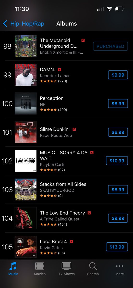 diftunderground's tweet image. Enokh Xmortiz and Ill Fortune’s new album, Mutanoid Underground Dwellers has cracked the iTunes Top 100 for hip hop! Go buy that, rate it five stars, leave a review, listen on Apple Music. Keep pushing this and let’s watch the underground WIN!