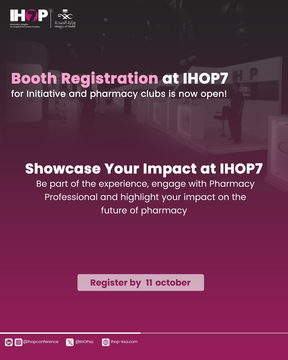 IHOPsa's tweet photo. 📍Booth registration is open!

Student clubs &amp; initiatives, this is your chance to showcase your impact at IHOP7. Limited spots available!

Register here : https://t.co/eRBVUv1ZPf https://t.co/tJZoFCAqY3