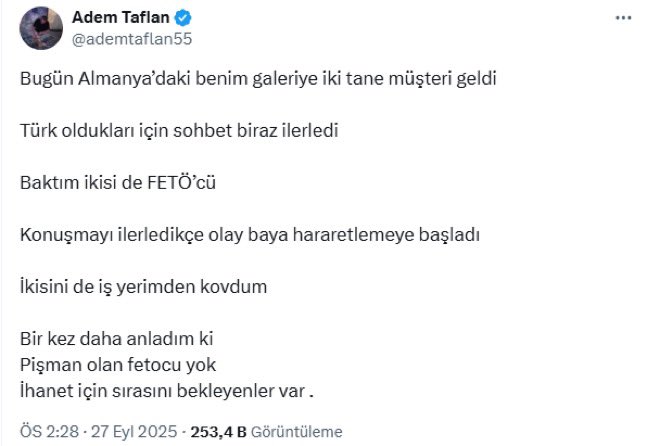 Der Account <a href="/ademtaflan55/">Adem Taflan</a> betreibt in Deutschland Diskriminierung und Stigmatisierung.
Das deutet darauf hin, dass seine Aktivitäten als politischer Einfluss und mögliche Spionagetätigkeit im Auftrag der Türkei einzustufen sind.

<a href="/BMI_Bund/">Bundesministerium des Innern</a> @ADS_Bund @PolizeiBerlin <a href="/Polizei_NRW/">Polizei NRW</a>