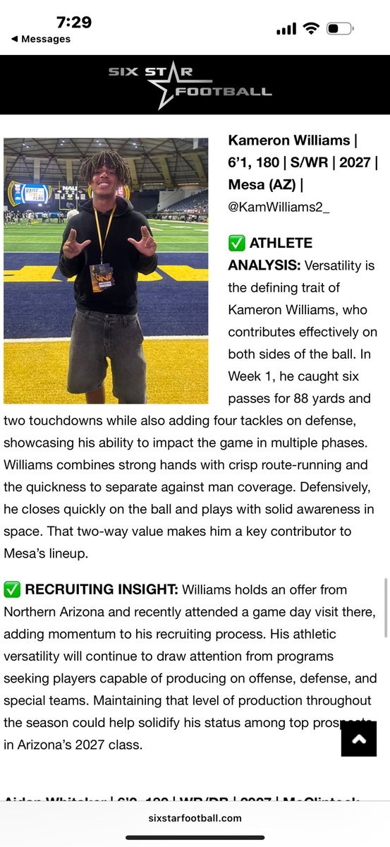 Kameron Williams (@kamwilliams2_) on Twitter photo Appreciate <a href="/sixstarfootball/">Six Star Football | PLUS+</a> for the write up! <a href="/MesaHSathletics/">Mesa Athletics</a> Appreciate <a href="/sixstarfootball/">Six Star Football | PLUS+</a> for the write up! <a href="/MesaHSathletics/">Mesa Athletics</a>
