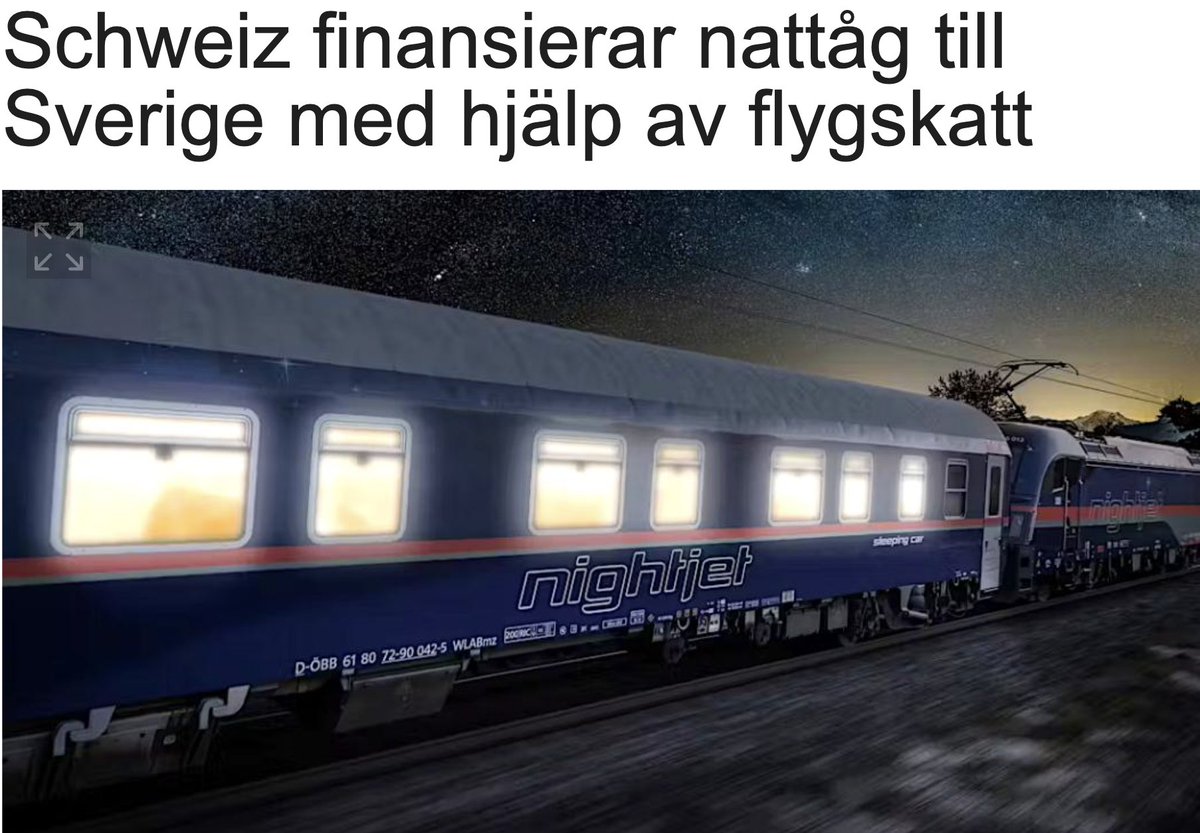 Det blir inte tydligare än så här:
• Schweiz låter flygskatten gå till nya Europeiska nattåg
• Sverige slopar flygskatt &amp; tågsatsningar