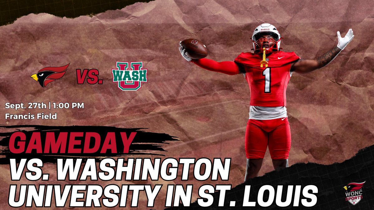 The first road game of the year for <a href="/football_ncc/">NCC Football</a> is a good one as they head to St. Louis to face the University of Washington in St. Louis Bears. An exciting matchup of 2-0 teams as <a href="/DylGantz/">Dylan Gantz</a> has the Call with pregame at 12:45 pm on <a href="/wonc891/">WONC-FM 89.1</a>

#d3Football #RollCards #WeAreNC