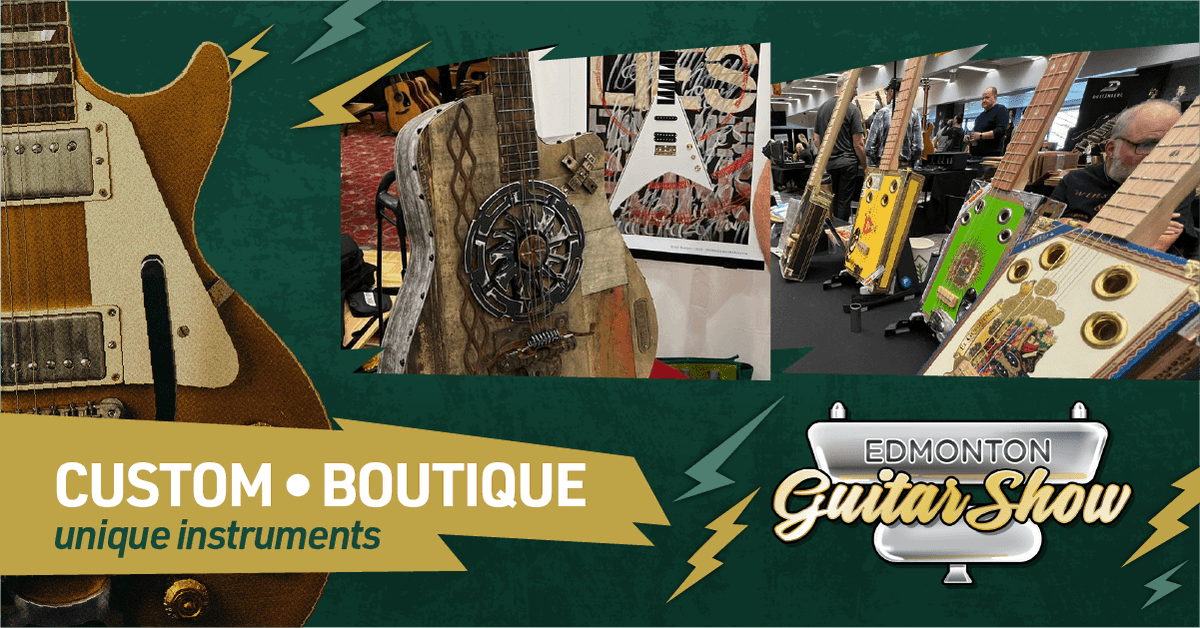 EdmGuitarShow's tweet photo. The Edmonton Guitar Show is tomorrow! Sunday, Sept 28th at the Italian Cultural Centre! Great finds from builders like Winston &amp; Fidel Cigar Box Guitars, John Jacob Karwandy, &amp; more! 

Come early. Come hungry. Come ready to play. $10 gets you in. Doors at 10:00 AM. https://t.co/se8YWdD4FW