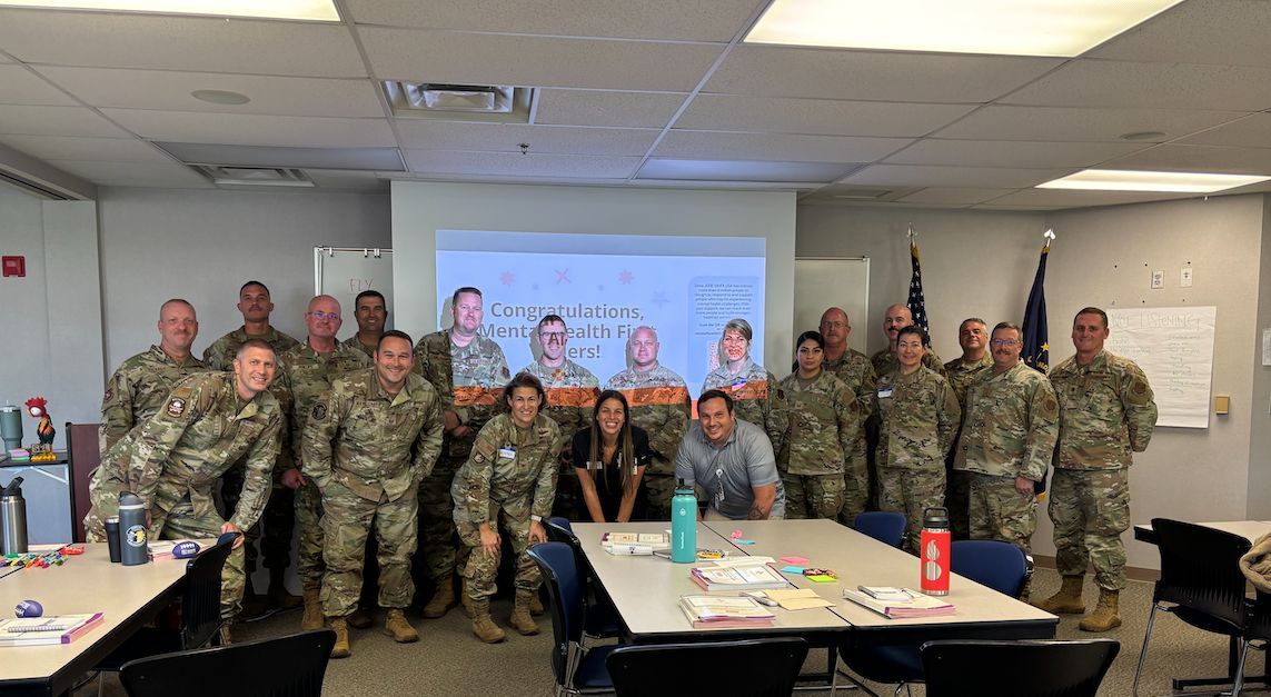 We were honored to bring Adult Mental Health First Aid Training to Aircraft Maintenance Supervisors @ the 122D Fighter Wing Base in #FortWayneIndiana.  Thank you for your hospitality, interest, and participation. It was a pleasure to serve those who serve our country. 🇺🇸