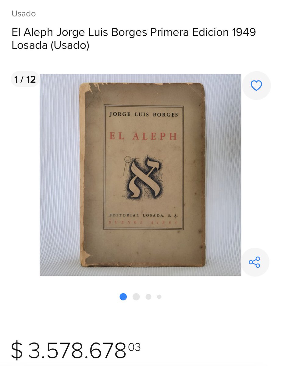 El Aleph de #borges la primera edición de Losada se vende en màs de $ars 3 millones 👀  <a href="/penguinlibrosar/">Penguin Argentina</a> #ElAleph #libros