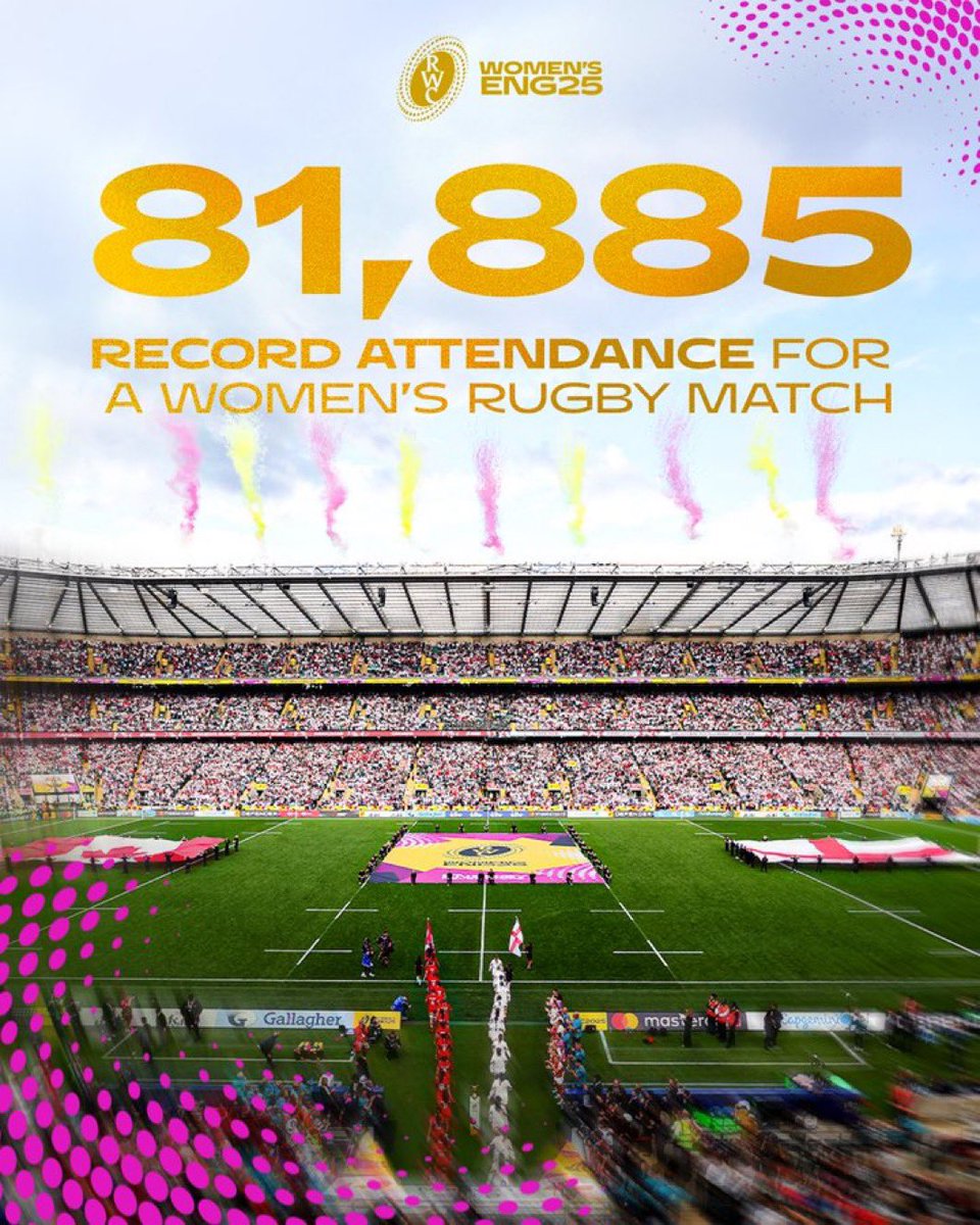 May this <a href="/rugbyworldcup/">Rugby World Cup</a> inspire more girls to pick up a ball 🏉 

You have to see it to be it and this tournament has been outstanding for visibility. <a href="/RedRosesRugby/">Red Roses</a> are victorious but the whole women’s game is most certainly winning too 🥰

#RugbyWorldCup #RWC2025Final