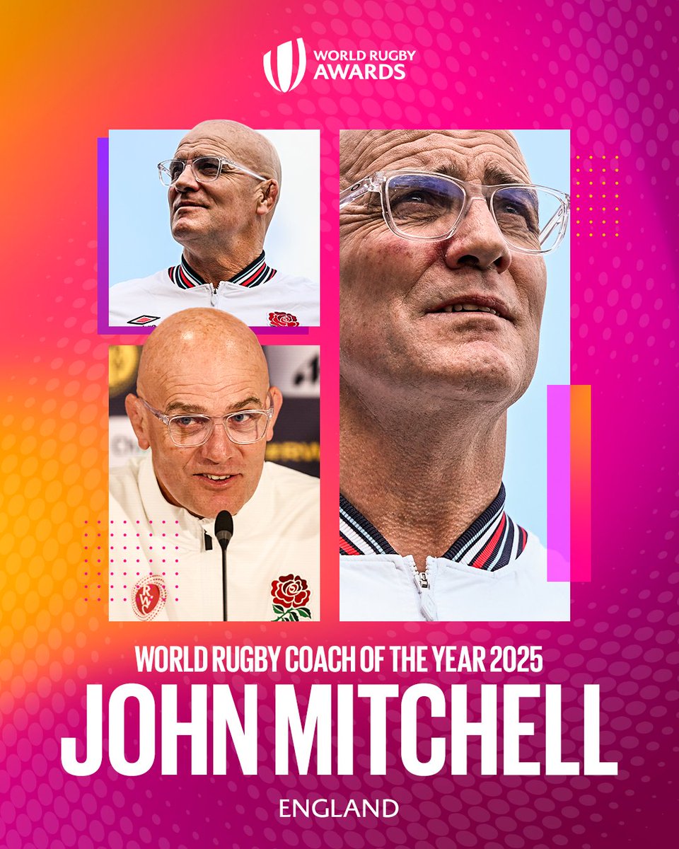 A perfect year capped off with the ultimate prize 🏆🌹

Congratulations to John Mitchell, World Rugby Coach of the Year 2025

#WorldRugbyAwards