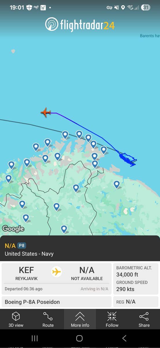 Gubbtjuven1's tweet photo. USAF P-8A Poseidon been watching the Russians i the north. https://t.co/IVFv1SlSZw