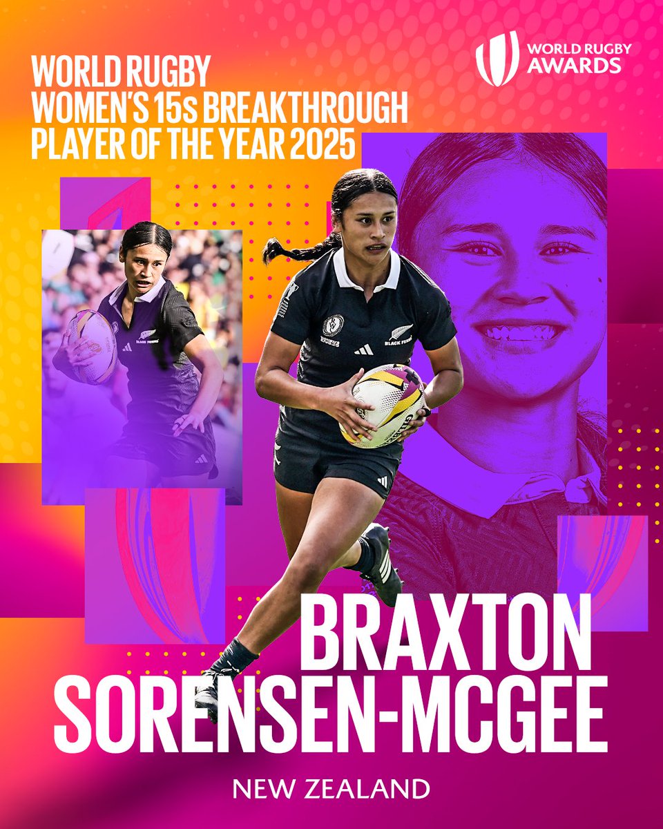 A star for the future and a star for the present 🇳🇿

Braxton Sorensen-McGee is your World Rugby Women’s 15s Breakthrough Player of the Year 2025

#WorldRugbyAwards