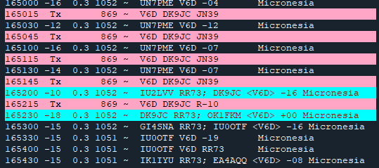 DK9JC's tweet photo. Just worked V6D in Micronesia 🇫🇲 (Gridsquare: QJ57 / distance: 12801 km / 7954 mi) on 30m using FT8 #hamr #wavelog #atno https://t.co/lo8Qz2IN5E