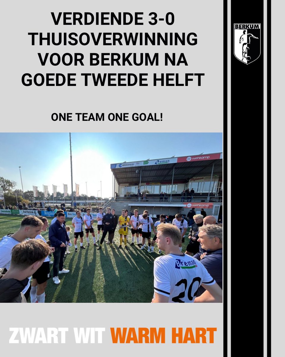 🖤🤍VV Berkum🖤🤍 (@vvberkum) on Twitter photo ✅ Winst! Berkum–Veensche Boys 3-0
⚽ Lugtenberg (62’), Kamphuis (68’), Van den Anker (77’)
6 uit 2, topstart! 🔥 #VVBerkum
Verslag volgt later 👉🏻🖤🤍
#oneteamonegoal #zwartwitwarmhart ✅ Winst! Berkum–Veensche Boys 3-0
⚽ Lugtenberg (62’), Kamphuis (68’), Van den Anker (77’)
6 uit 2, topstart! 🔥 #VVBerkum
Verslag volgt later 👉🏻🖤🤍
#oneteamonegoal #zwartwitwarmhart