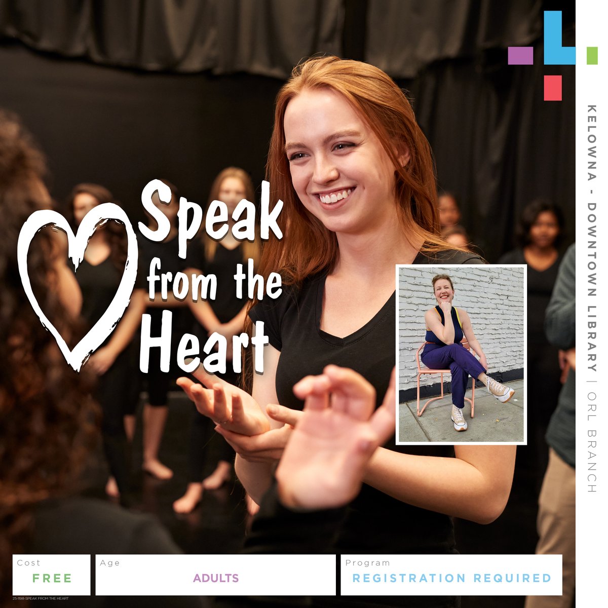 Play is at the core of connection and creativity. Play unlocks clarity, confidence, and personal expression. We will practice somatic (mind-body) connection using exercises rooted in contemporary acting techniques. Starts October 2nd.
Register here: orl.libcal.com/event/3922353