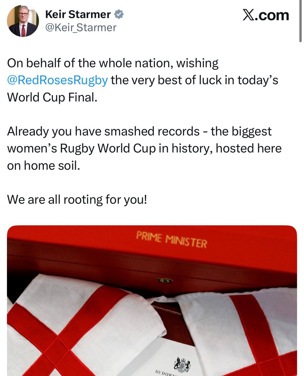 Dear Starmer,

Don’t claim to support women when you can’t define a woman.

Don’t claim to support women’s sports when you want to let biological men take our sports, trophies, and opportunities.

Don’t fly the England flag when you called Englishmen ‘far-Right thugs’ for doing